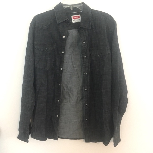 Men’s Wrangler snap button long sleeve shirt. Med - Picture 3 of 9